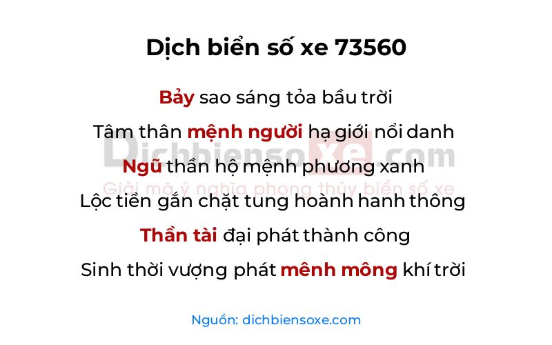 Dịch thơ biển số 73560
