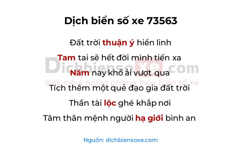 Dịch thơ biển số 73563