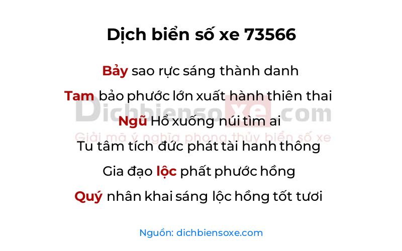 Dịch thơ biển số 73566