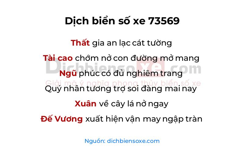 Dịch thơ biển số 73569