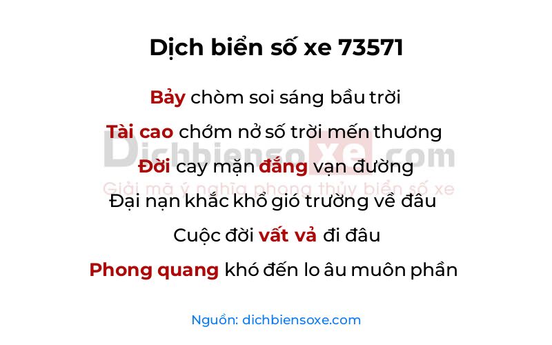 Dịch thơ biển số 73571
