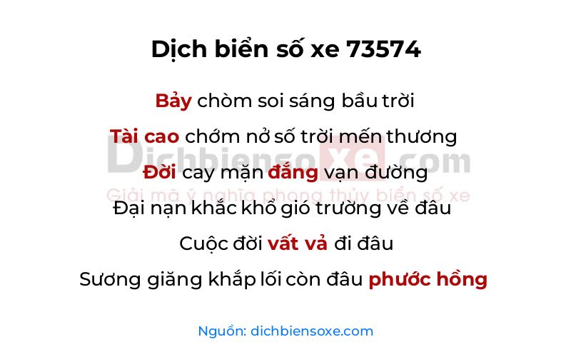 Dịch thơ biển số 73574