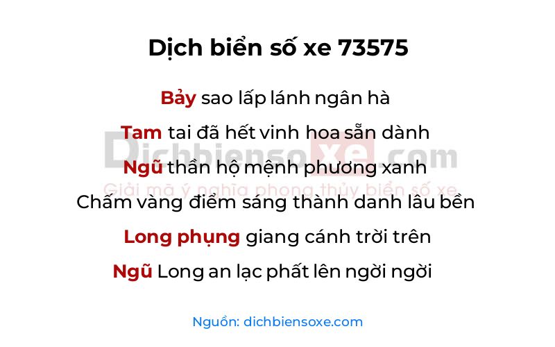 Dịch thơ biển số 73575