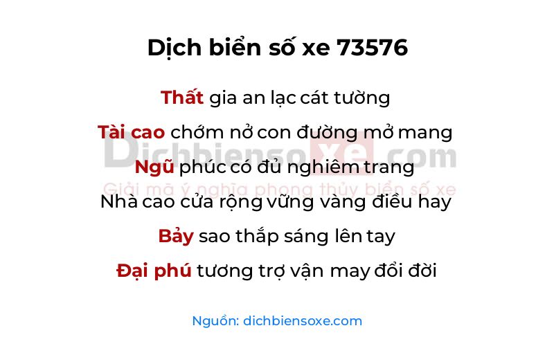 Dịch thơ biển số 73576