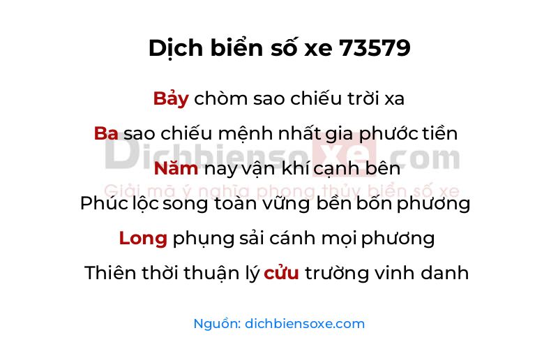 Dịch thơ biển số 73579