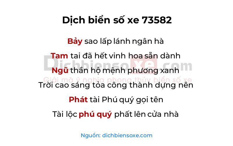 Dịch thơ biển số 73582