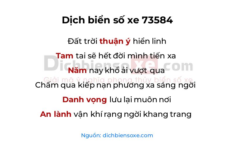Dịch thơ biển số 73584