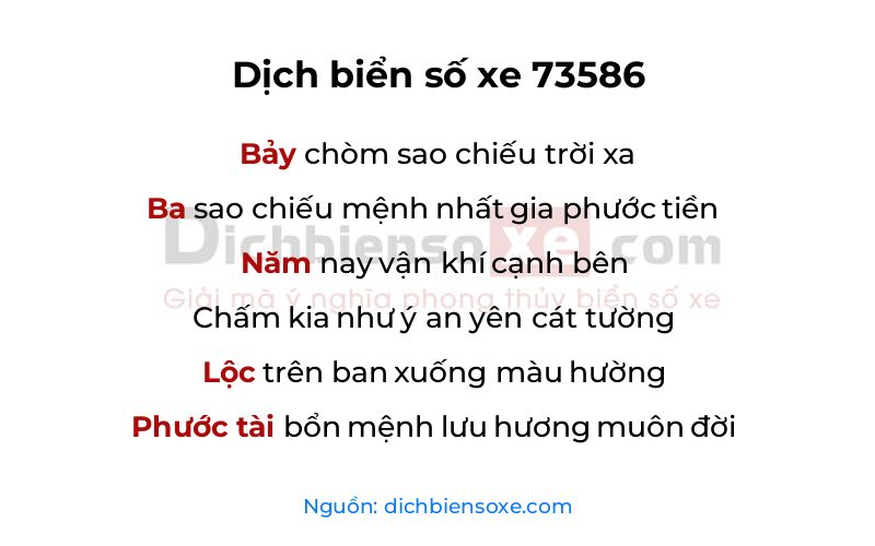 Dịch thơ biển số 73586