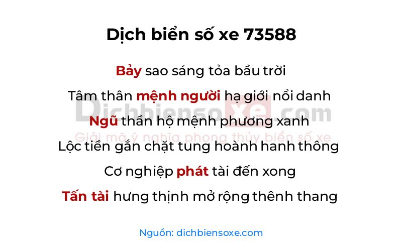 Dịch thơ biển số 73588