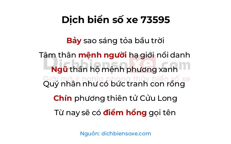 Dịch thơ biển số 73595
