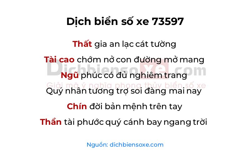 Dịch thơ biển số 73597