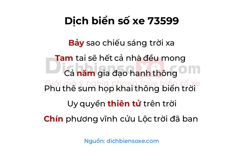 Dịch thơ biển số 73599