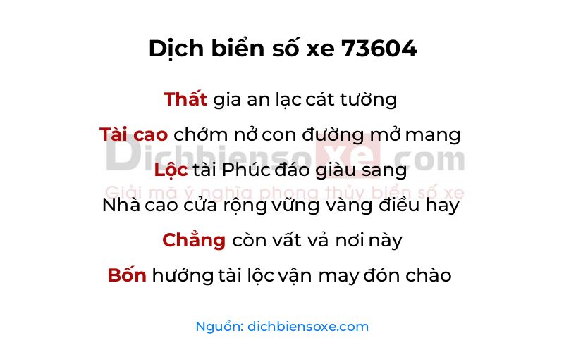 Dịch thơ biển số 73604