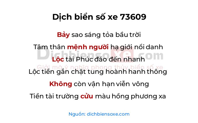 Dịch thơ biển số 73609