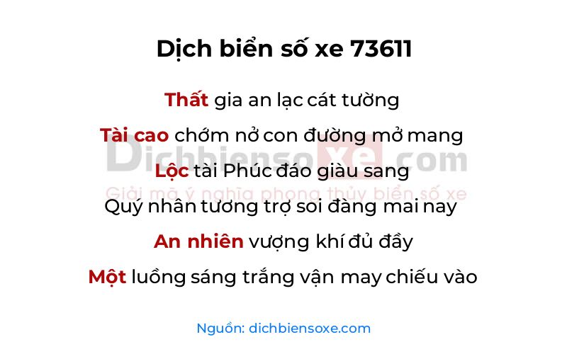 Dịch thơ biển số 73611