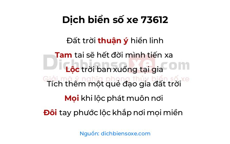 Dịch thơ biển số 73612