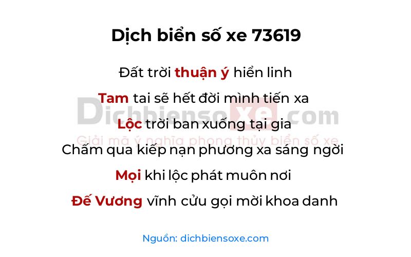 Dịch thơ biển số 73619