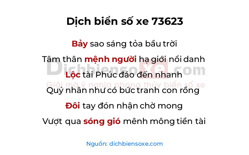 Dịch thơ biển số 73623