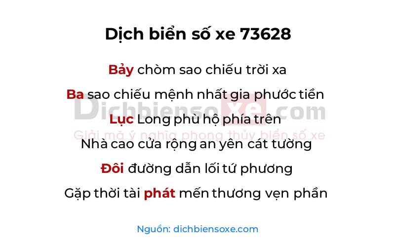 Dịch thơ biển số 73628