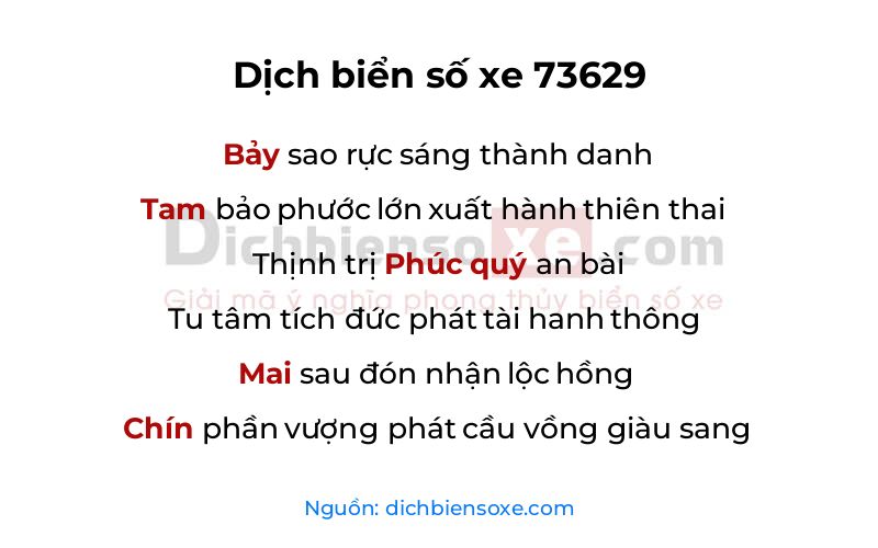 Dịch thơ biển số 73629