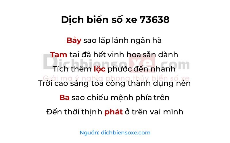 Dịch thơ biển số 73638