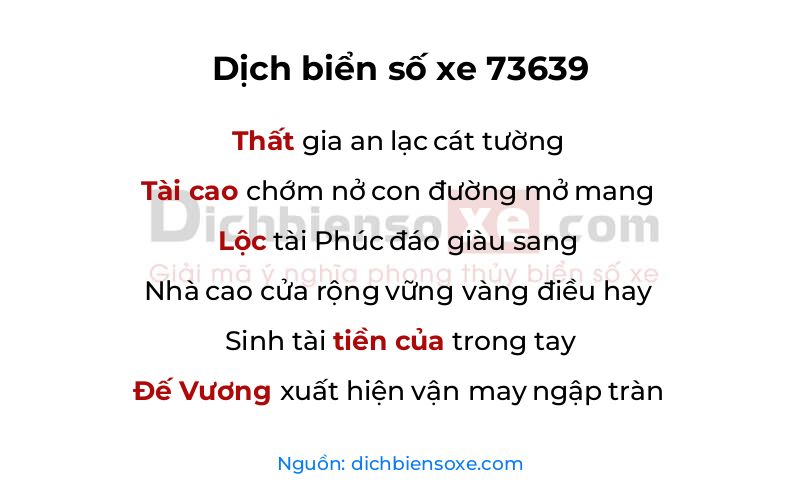 Dịch thơ biển số 73639