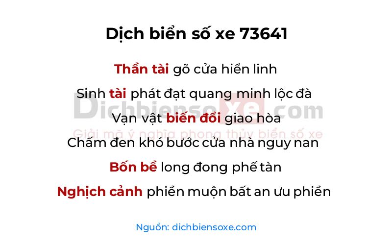 Dịch thơ biển số 73641