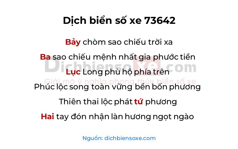 Dịch thơ biển số 73642