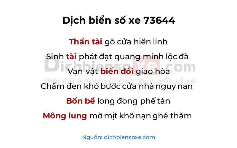 Dịch thơ biển số 73644