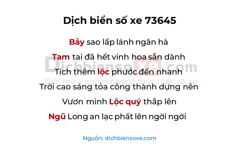 Dịch thơ biển số 73645