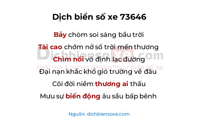Dịch thơ biển số 73646