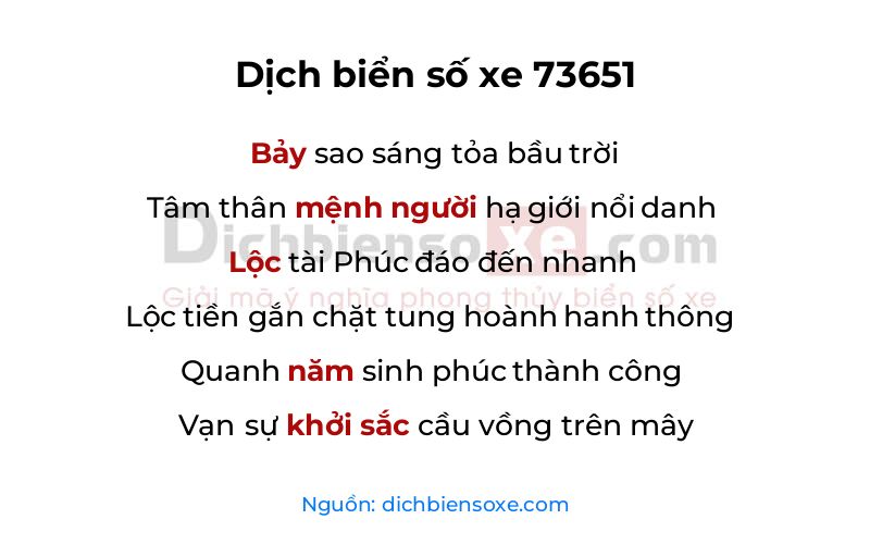 Dịch thơ biển số 73651