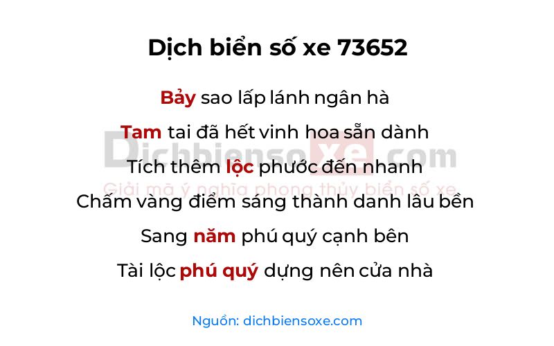 Dịch thơ biển số 73652