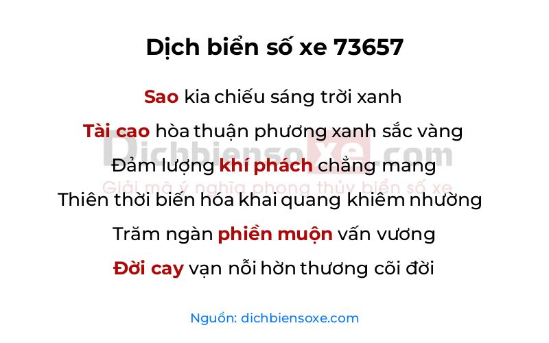 Dịch thơ biển số 73657