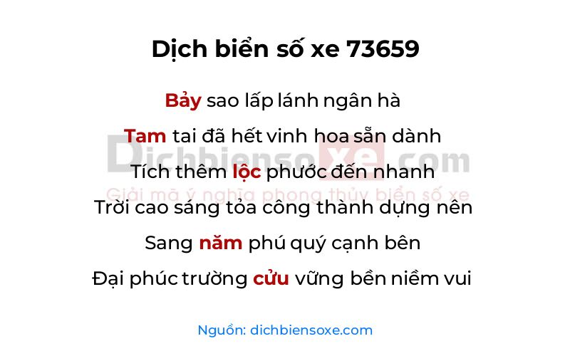 Dịch thơ biển số 73659