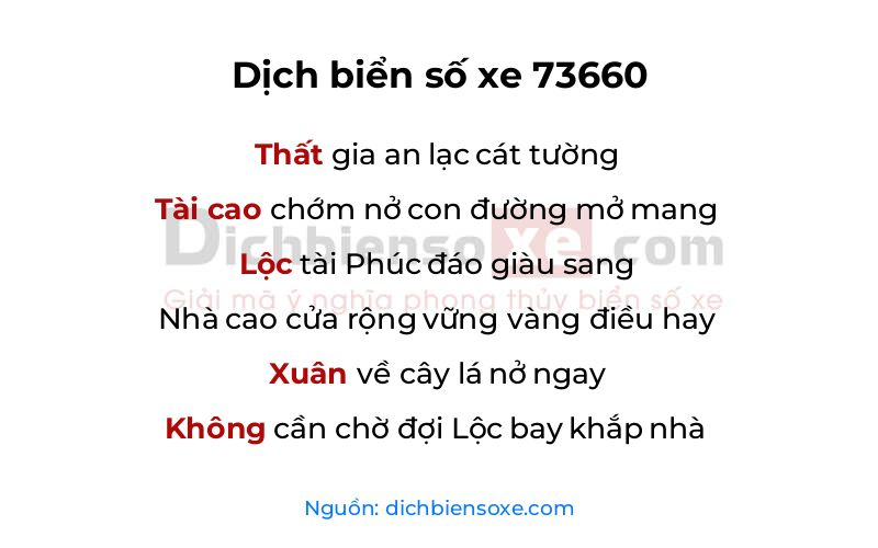Dịch thơ biển số 73660