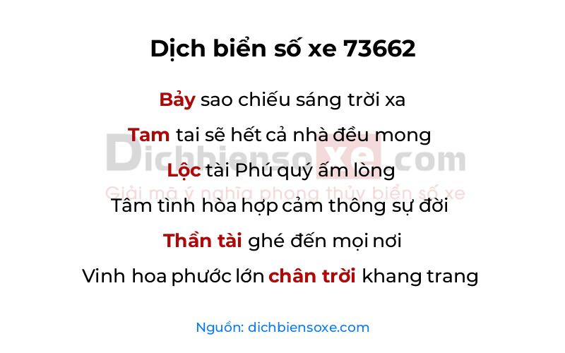 Dịch thơ biển số 73662