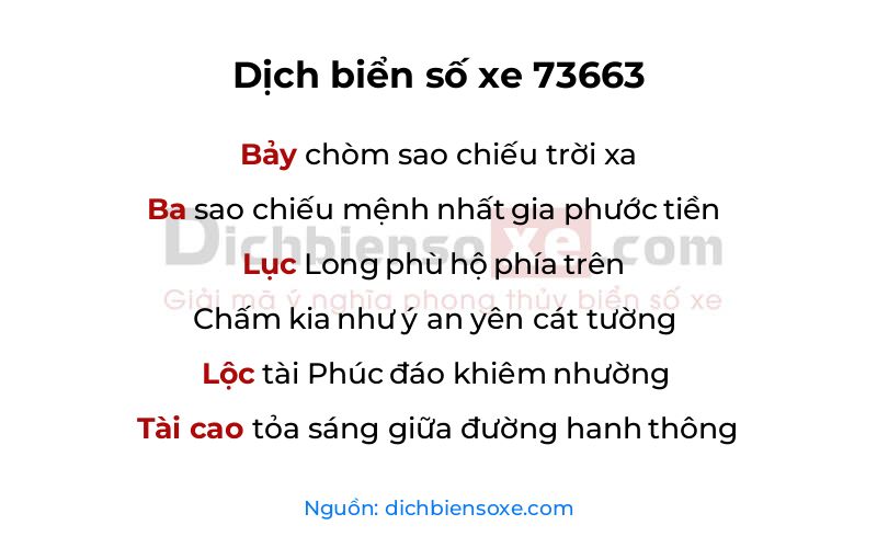 Dịch thơ biển số 73663