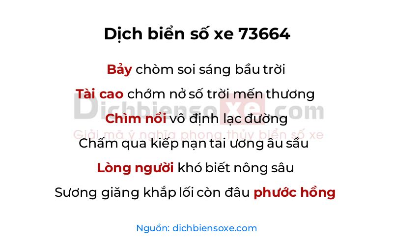 Dịch thơ biển số 73664
