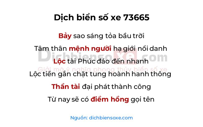 Dịch thơ biển số 73665