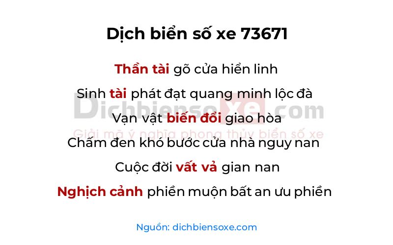 Dịch thơ biển số 73671