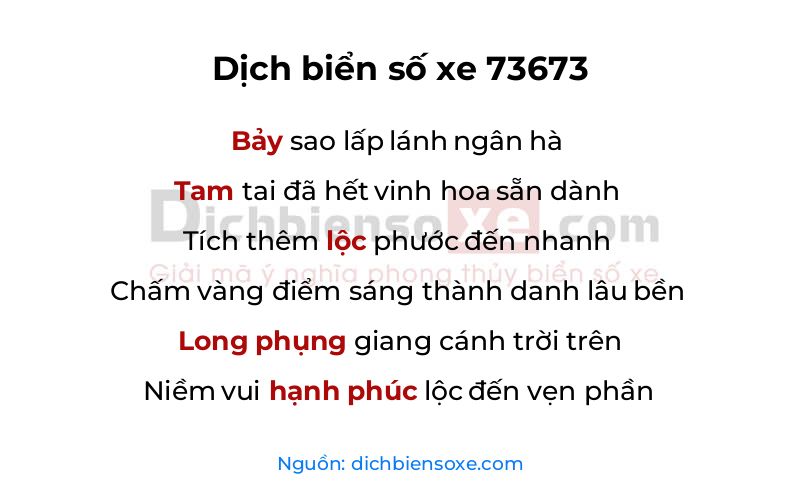 Dịch thơ biển số 73673