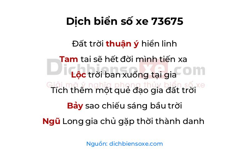 Dịch thơ biển số 73675