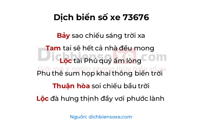 Dịch thơ biển số 73676