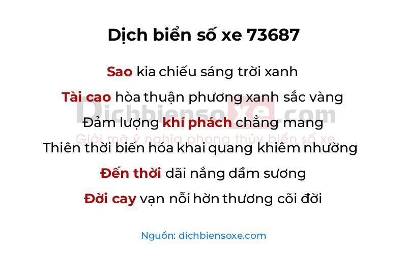 Dịch thơ biển số 73687