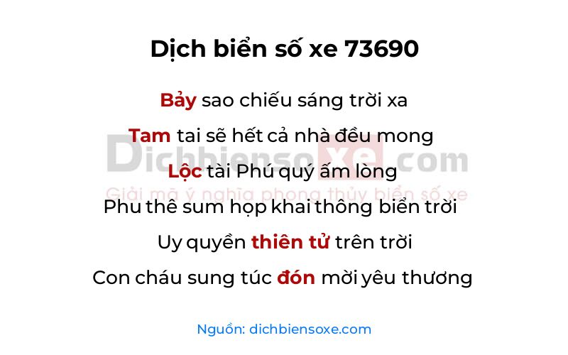 Dịch thơ biển số 73690