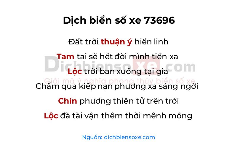 Dịch thơ biển số 73696
