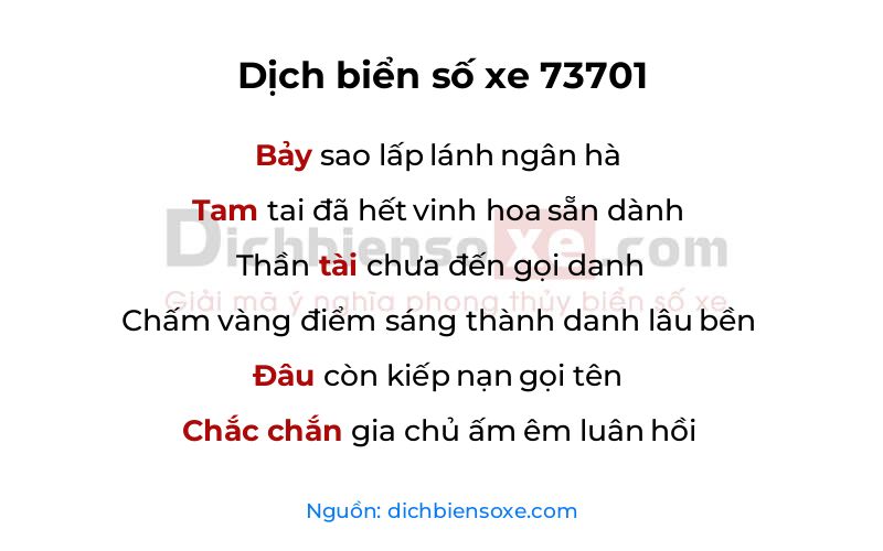 Dịch thơ biển số 73701
