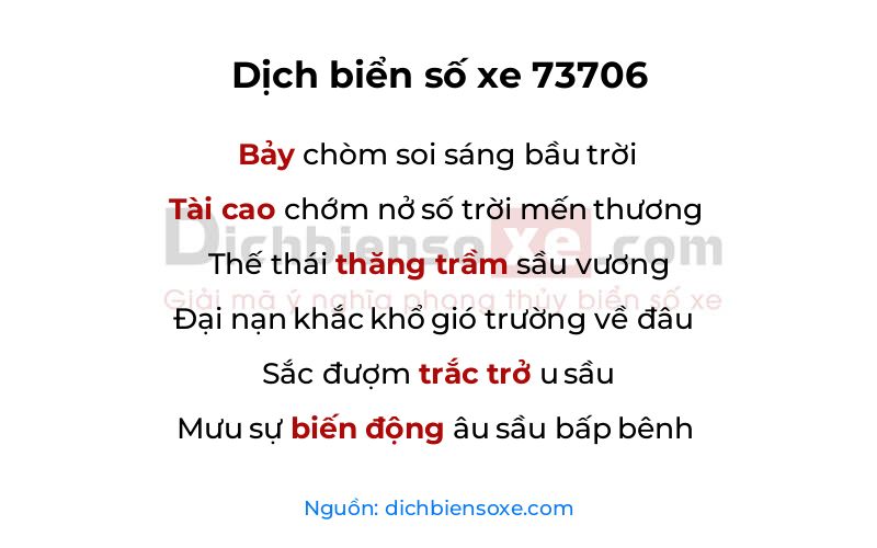 Dịch thơ biển số 73706