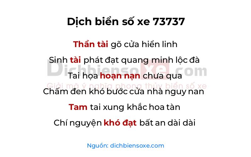Dịch thơ biển số 73737